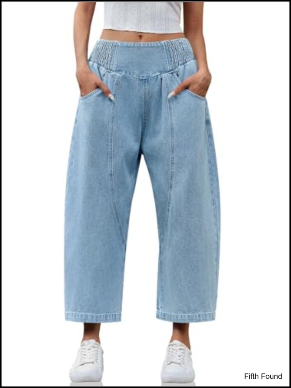 Wide Leg Cropped Jeans Baggy Boyfriend Mid Rise Denim Pants
